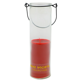 Home Society  Candle Tube Frank Red | Rode kaars in glazen tube met hanger