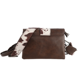 Schoudertas Minot Donkerbruin – Crossbody Tas met Koeienprint