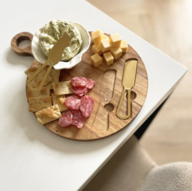 Borrelplank met 2 gouden mesjes