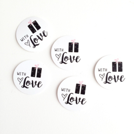 Ronde stickers | With Love per 5 stuks