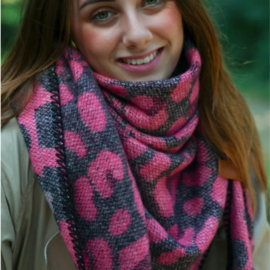 Sjaal Zillertal | Roze met panterprint