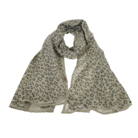 Noto Soft Green - Lange sjaal met panterprint