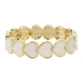 Mel – Damesarmband Natural met Hartjes | Goudkleurig