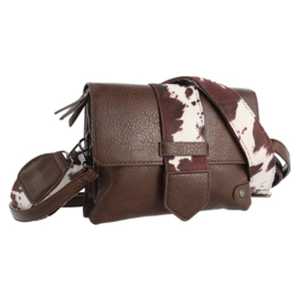 Schoudertas Minot Donkerbruin – Crossbody Tas met Koeienprint
