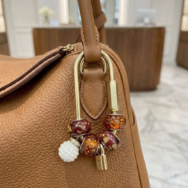 Tashanger / Bag Charm Amber Pearl Gold