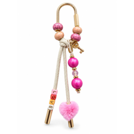 Tashanger LOVE - Roze Bag Charm met Sleuteltje & Slotje