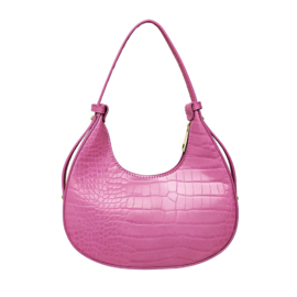 Fuchsia schoudertas met crocoprint