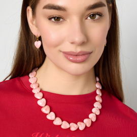 Roze Hartjes Ketting met Gouden Details