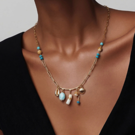 Biba Ketting met Natuursteen en Schelpjes