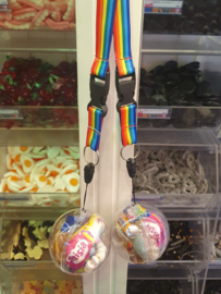Snoepbal met Keycord (Regenboog kleuren)