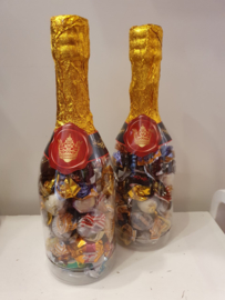 Champagne Fles gevuld met Chocolade