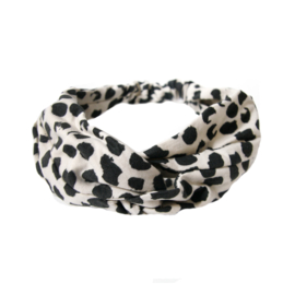 Hair band Twisted Ecru Dots