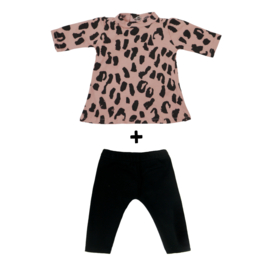 Poppenjurkje + broekje Pink leopard LM