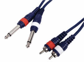 Audio Cable - 2x RCA male - 2 Mono jack 6.3mm - 3.00 meter