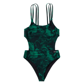 MYSTIC Jorun Cut Out Swimsuit black-green