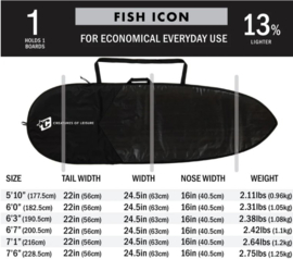 Creatures Boardbag 6'3"  Fish Icon Lite black/silver