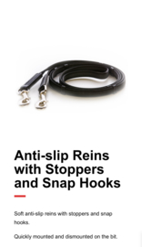Eques anti slip teugels met stops en zilver clips