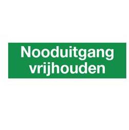 Nooduitgang vrijhouden 500x200 mm kunststof PP