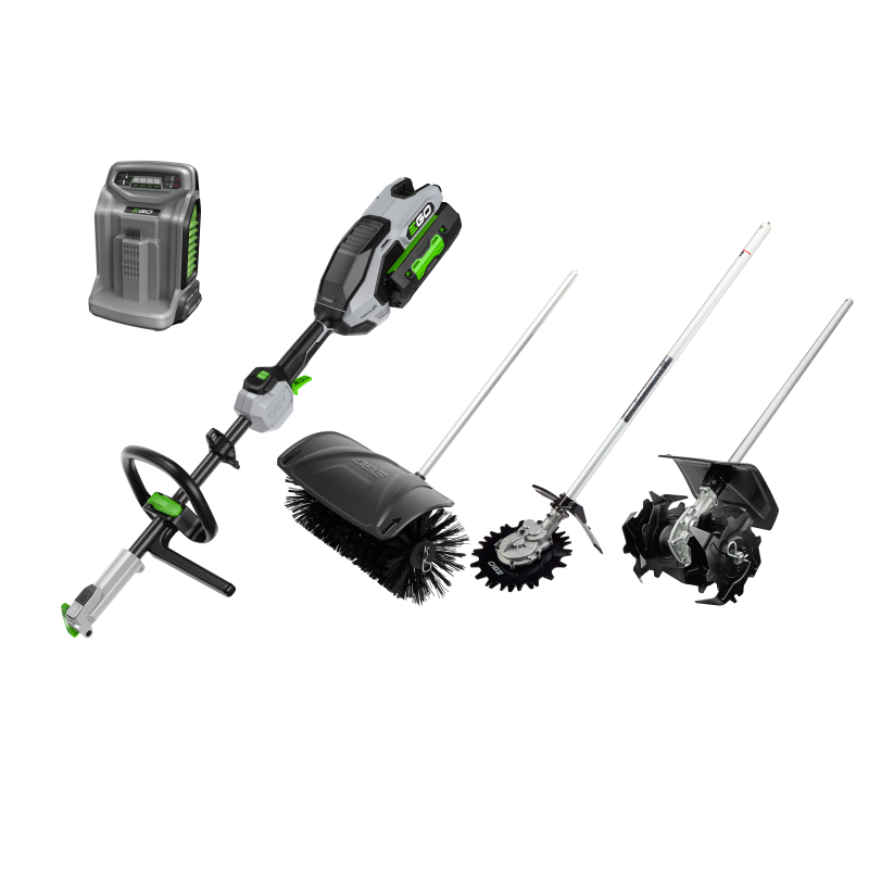 EGO multitool set MRC2306E incl. basismachine, rolbezem, rotocut, grondfrees, 2x 4 ah accu en snellader + gratis 5 ah accu