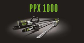 EGO PPCX1000 PROFESSIONAL-X Multitoolset met telescopische  steel stokzaag & heggeschaar met gratis 2 kettingen en 2l olie