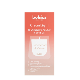 Bolsius - Clean Light Navullingen  Cedarwood & Vetiver  2 stuks.