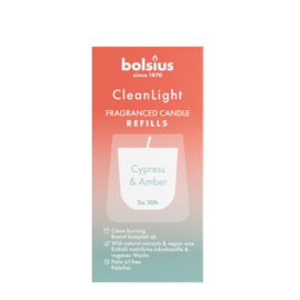 Bolsius - Clean Light Navullingen  Cypress & Amber  2 stuks.