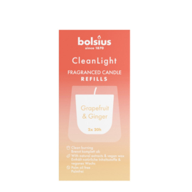 Bolsius - Clean Light Navullingen  Grapefruit & Ginger 2 stuks.