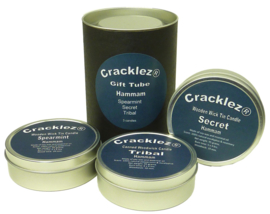 Cracklez® Geschenkset Hammam met 3 knetter houtlont geur kaarsen: spearmint hammam, tribal hammam en secret hammam