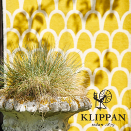 Katoenen Klippan plaid Feathers geel