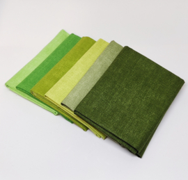 6 Fat Quarters - Linen Texture Groen