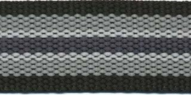 Tassenband 30 mm streep - zwart/grijs/wit