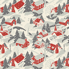 Retro HoHo Winter Village Cream - 574C