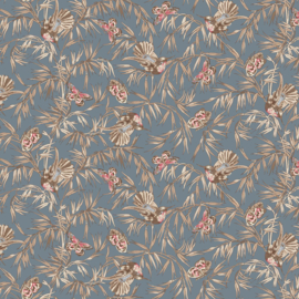 Meadow Blush Birds and Butterflies Blue - MAS11134/B