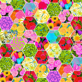 Quilt Retreat Hexies Multi  - 25149/10