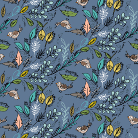 Jaye Bird Flying Foliage Blue - 53271/6