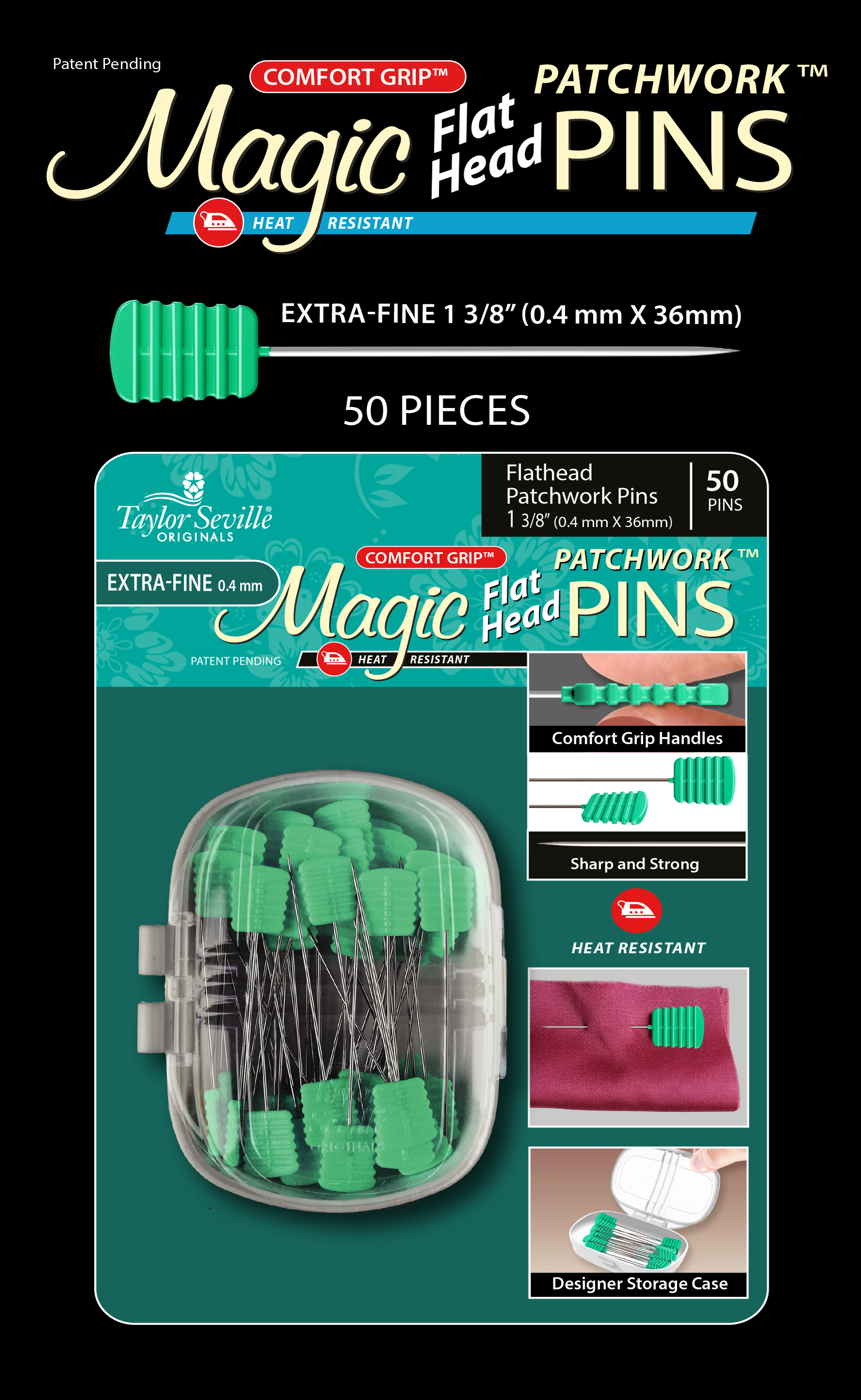Magic Pins Patchwork (spelden) Flathead -  Extra fine (50 stuks)