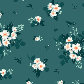 Cottage Farm Wild Rose Teal  - 53251/7