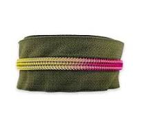Zipper zoo - Rits Old Army Green / Rainbow