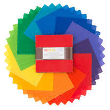 Charm Pack Robert Kaufman - Kona Cotton Bright Rainbow