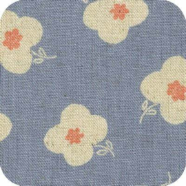 Cotton Flax Prints - Grey Flower