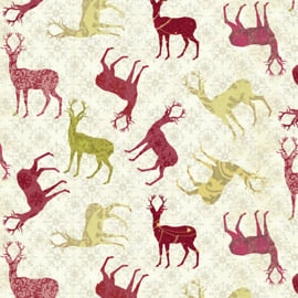 Christmas Magic Deer Ivory and Red - 13123/72