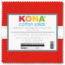 Charm Pack Robert Kaufman - Kona Cotton Bright Rainbow