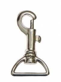 Musketonhaak zilver 25 mm half rond
