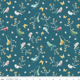 Melody Florial Birds Colonial Blue - 15141COLONIAL