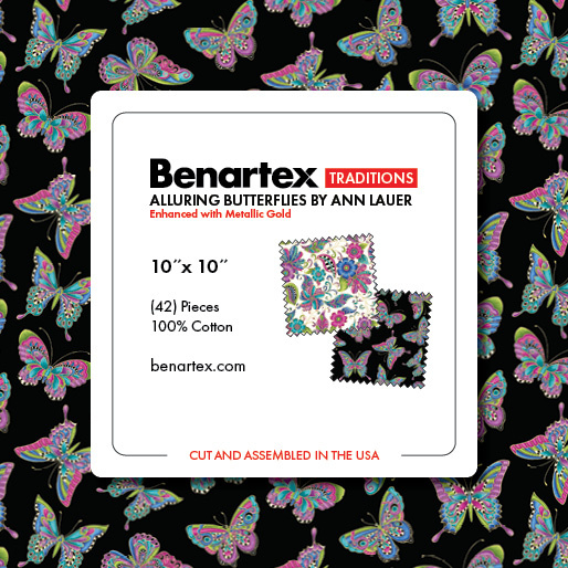 10 x 10 Pack Benartex  - Alluring Butterflies