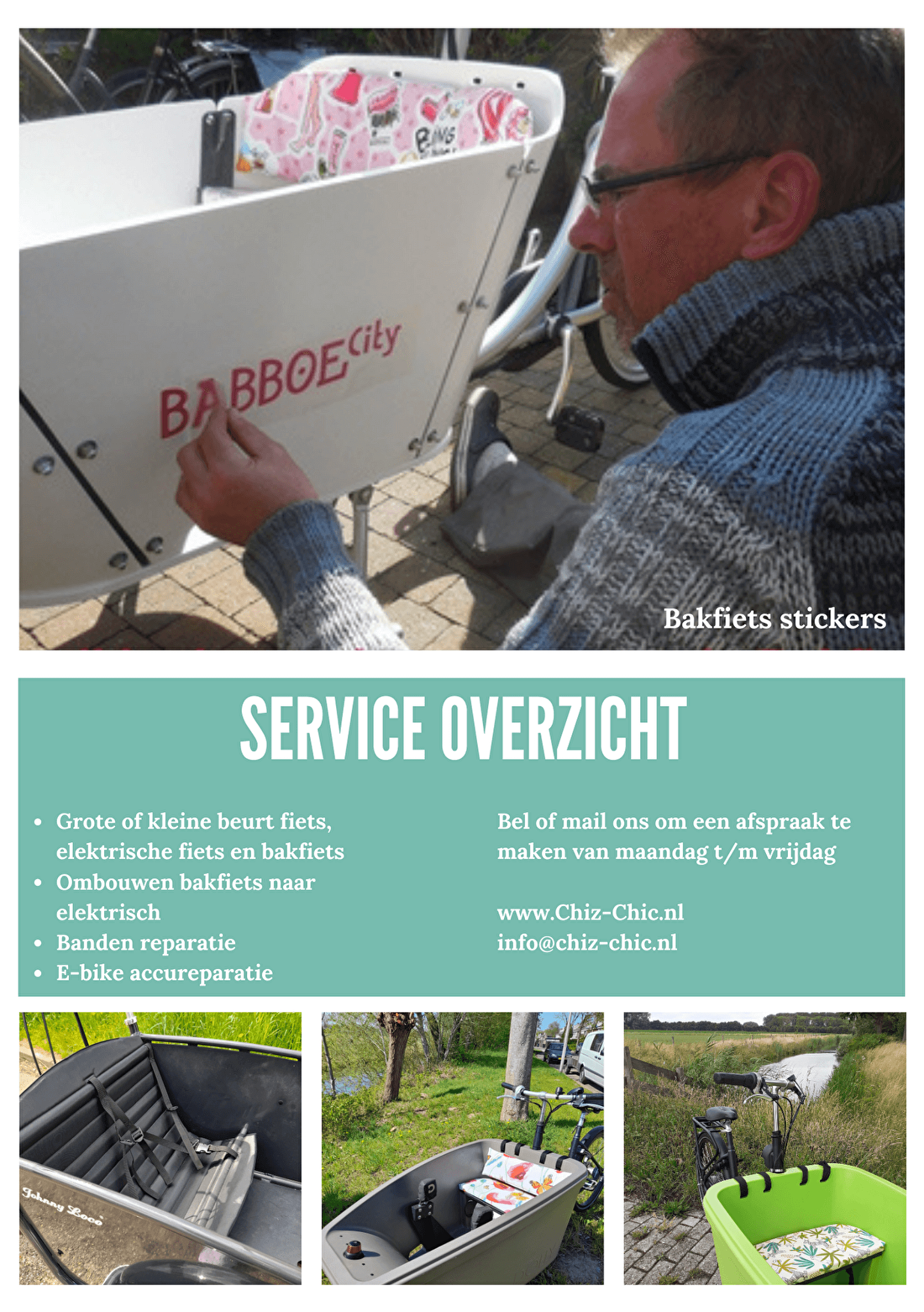 Bakfiets onderhoud en reparatie folder achterkant