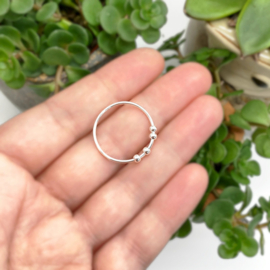 Anti stress fidget ring, Sterling zilveren ring met 4 kraaltjes