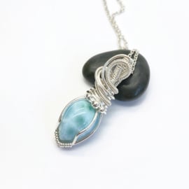 Sterling zilver wire wrapped Larimar