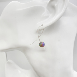 Sterling zilver Confetti oorbellen met regenboog Hematiet