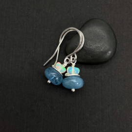 Zilveren oorbellen met Aquamarijn en Opaal